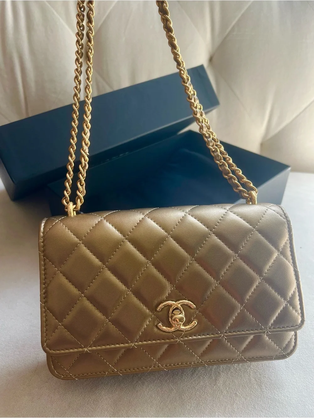 Chanel Metallic Gold Wallet on chain WOC